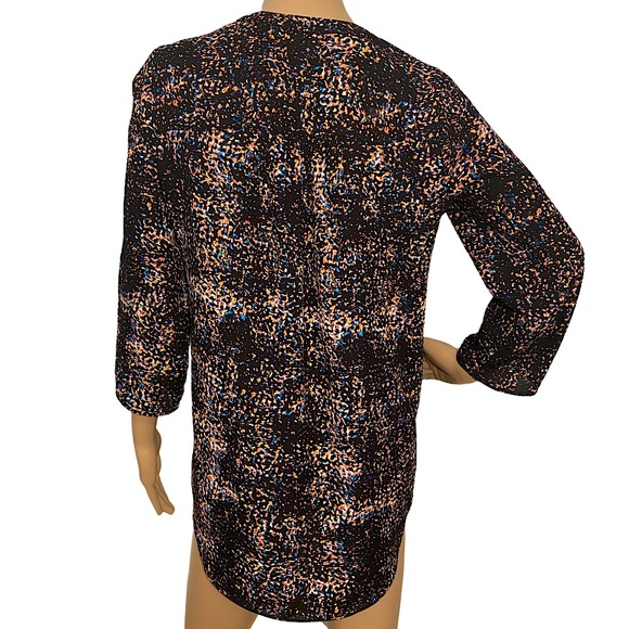 DECREE | LONG ARTSY PAINT SPLATTER V NECK BLOUSE SZ S - Picture 2 of 16